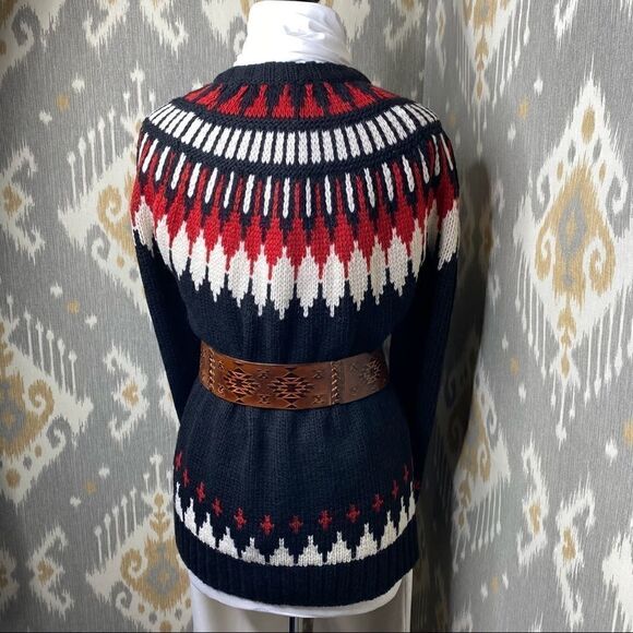 Polo Ralph Lauren Black, Red & White Wool Nordic FairIsle Crew Neck Sweater - Picture 12 of 16